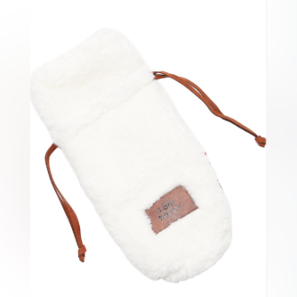 Peace Love World Faux Fur Drawstring Wine Bag- BNWT